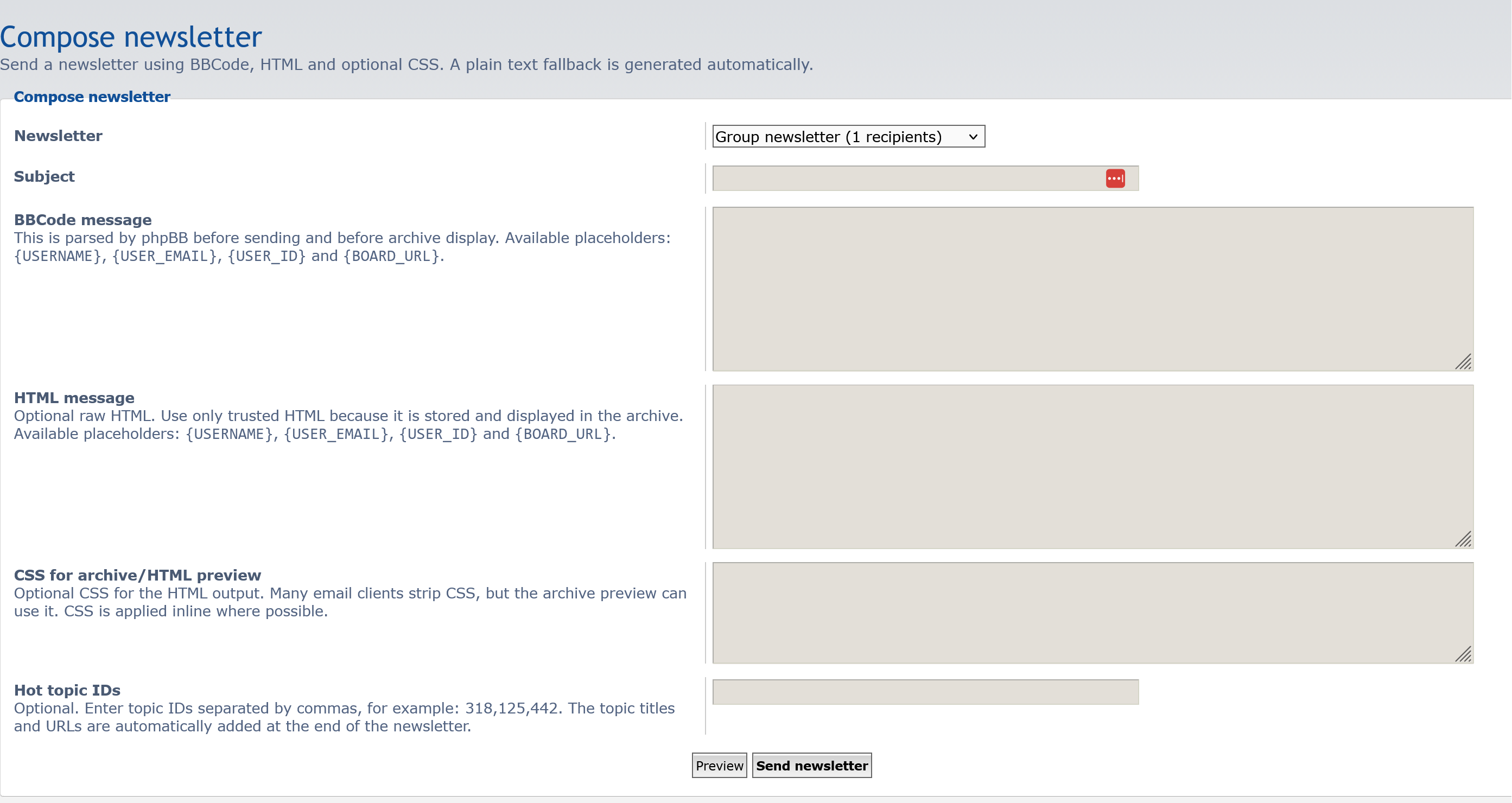 Compose newsletter